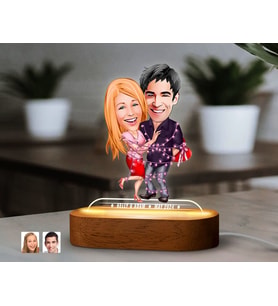 BK Gift Kişiye Özel Sevgili Karikatürlü Dekoratif 3D Biblo LED Işıklı Gece Lambası-2, Sevgiliye Hediye, Yıl Dönümü Hediyesi