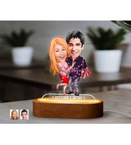 BK Gift Kişiye Özel Sevgili Karikatürlü Dekoratif 3D Biblo LED Işıklı Gece Lambası-2, Sevgiliye Hediye, Yıl Dönümü Hediyesi