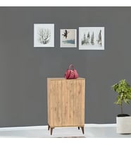 Sinbo Ayakkabılık Atlantik Çam 3 Kapaklı Raflı Yüksek Ayaklı Çok Gözlü Ayakkabı Dolabı 90x34x105 Cm