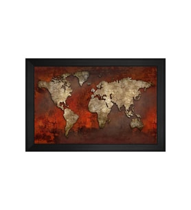 Harita Temalı Kanvas Tablo 80 x 110 cm Siyah Çerçeve