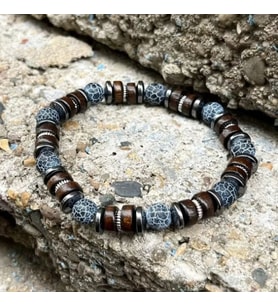 Alnis Atelier Akik ve Hematit Doğal Taş Erkek Bileklik Gerçek Doğal Taş El Yapımı Minimal Şık Günlük Bileklik