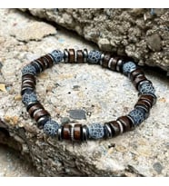 Alnis Atelier Akik ve Hematit Doğal Taş Erkek Bileklik Gerçek Doğal Taş El Yapımı Minimal Şık Günlük Bileklik