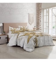 MonoHome Retro Palm Luxury Çift Kişilik Pamuk Saten Nevresim Takımı (Kahverengi)