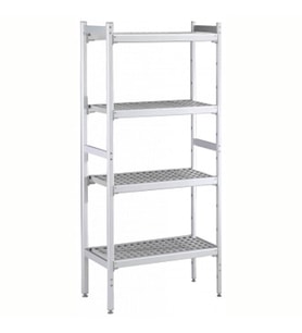 Electrolux Professional Düz Etejer Seti, Aluminyum Ayaklı, 4 Raflı, Her Raf Demonte Polietilen Tabletlerden Oluşur, Tabletler Bulaşık Makinesinde Yıkanabilir - 475x1304 Mm, H=1700 Mm BLS1304