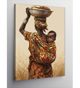 Kanvas Tablo Bebek Taşıyan Afrikalı Kadın