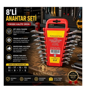 Kalemhane 8 parça Açık Ağız Anahtar Seti Yüksek Kalite