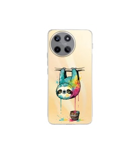 Realme 11 ile Uyumlu Splash Tembel Hayvan Tasarımlı Şeffaf Silikon Kılıf