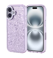 iPhone 16 Kılıf Taşlı Işıltılı Tasarım Kamera Çıkıntılı Kapi Kapak (Lila)