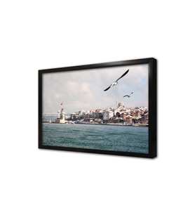 Kız Kulesi ve Uçan Martı Çerçeveli Mdf Tablo