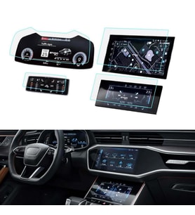 Audi Q8 Ekran Koruyucu Set Multimedya Kumanda Gösterge Klima (Şeffaf)