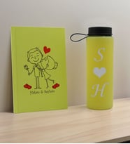 BK Gift Sevgiliye Özel İsimli Sarı Defter ve Cam Matara Hediye Seti-9, Sevgiliye Hediye, Sevgililer Günü, Yeni İş Hediyesi