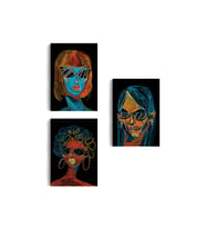 Renkli Pop Art Kadınlar Dekoratif Duvar Tablosu Üçlü Set-EU-120