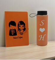 BK Gift Sevgiliye Özel İsimli Turuncu Defter ve Somon Cam Matara Hediye Seti-1, Sevgiliye Hediye, Sevgililer Günü, Yeni İş Hediyesi