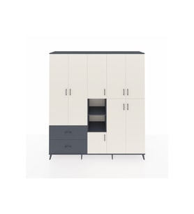 Hyperion Dolap 12 Raflı 2 Çekmeceli Tek Askılı 220x44x243 Antrasit-Aytaşı/Antrasit