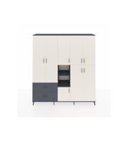 Hyperion Dolap 12 Raflı 2 Çekmeceli Tek Askılı 220x44x243 Antrasit-Aytaşı/Antrasit