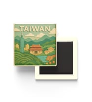 Tayvan - Taiwan - Paper Cut Art - Baskılı Buzdolap Magneti Kare - 9x9 cm