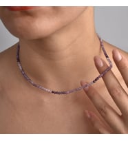 14 Ayar Altın Kaplama Gümüş Sugilit Doğal Taş Gümüş Kolye - Mor Taşlı Minimal Zarif Tasarım