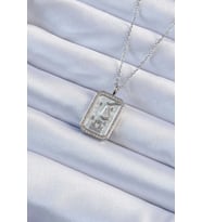 316L Çelik Zincir Gümüş Renk Zirkon Taşlı Çerçeveli Tarot Kolye (Karışık)