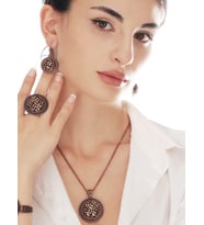 Anadolu Yansıması El Yapımı Bakır Kaplama Tel Kırma Takı Seti