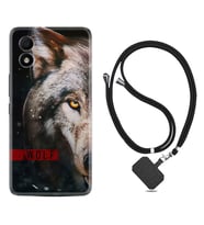TCL 303 Kılıf Silikon Boyun Askılı İpli Desenli Silikon Wolf Eyes 1758