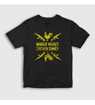 Presmono Unisex Çocuk Siyah Chicken Dinner Pubg T-Shirt 30036tt