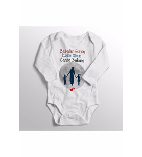 Unisex Bebek Beyaz Babalar Günü Hediyesi Canım Babam Yazısı Baskılı Zıbın