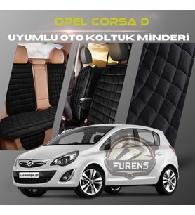 Opel Corsa D Siyah Renk Tay Tüyü Cepli & Terletmez Sırtlı Oto Koltuk Minder Seti - Koltuk Koruma Kılıfı (ÖN & ARKA TAM SET)