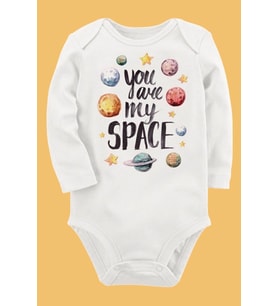 Organik Baskılı Pamuklu Unisex Bebek Body UZUNKOLE51