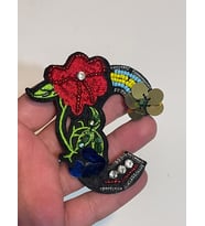 8X7 CM PUL PAYETLİ NAKIŞ İŞLEMELİ C HARFİ APLİK YAMA ARMA AKSESUAR