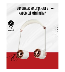 Mey İthalat® USB Şarjlı Katlanabilir Boyun Fanı 3 Kademeli, Sessiz ve Taşınabilir Tasarım