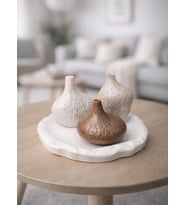 Doğal Taş Formlu Minimal Vazo Seti