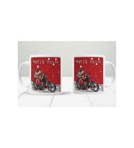 Kişiye Özel Yeni Yıl Motorlu Noel Baba Baskılı Kupa