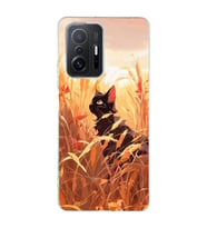 Xiaomi Mi 11T - 11T Pro Uyumlu Doğa ve Kedi Tasarımlı Şeffaf Telefon Kılıfı