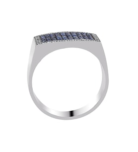 0.40 Karat Pırlanta 1.10 ct Safir 18 Ayar Altın Erkek Yüzüğü