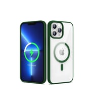 Apple iPhone 13 Pro Max Uyumlu Kılıf M-safe Wireless Şarj Özellikli Silikon Zore Ege Kapak (Koyu Yeşil)