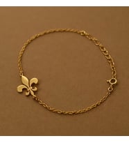 Kişiye Özel 925 Ayar Gümüş Fleur De Lis Zambak Sembol Bileklik (Gold)
