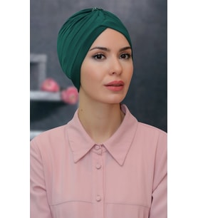 Zümrüt Pratik Hazır Geçmeli Tesettür Bone Sandy Kumaş Taçlı Büzgülü 1208_37