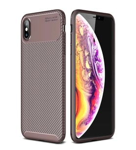 Durukar® iPhone XS Max Kılıf Auto Focus Karbon Kapak - Kahverengi