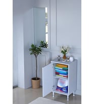 Eliusta Arden 40 cm Beyaz 2 Bölmeli Banyo Düzenleyici Dolap 1 Raflı Çok Amaçlı Mutfak Dolabı 40x75x32,5 cm