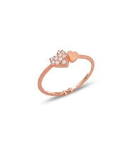 Gümüş rose zirkon taşlı alttan ayarlanabilir bitişik kalpler yüzük SGTL12306ROSE