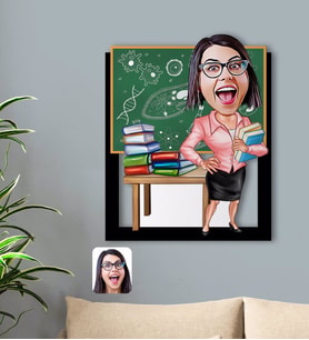 BK Gift Kişiye Özel Kadın Biyoloji Öğretmeni Karikatürlü 3D Ahşap Tablo-1