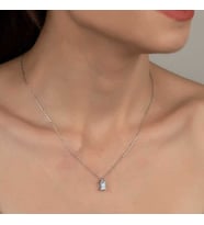 Ucarticaret S-warovski Taşlı Gümüş Baget Tektaş Bayan Kolye