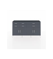 Arges Konsol 3 Raflı 6 Çekmeceli 4 Kapaklı 176x30x99 Antrasit-Antrasit