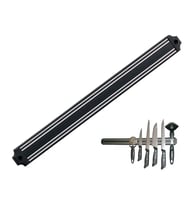 Mutfak Duvarına Monte Mıknatıslı Geniş Bıçak Tutucu Stand - 55 Cm - Siyah - Paslanmaz Çelik