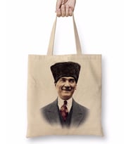 Mustafa Kemal Atatürk 05 Bez Çanta Uzun Saplı