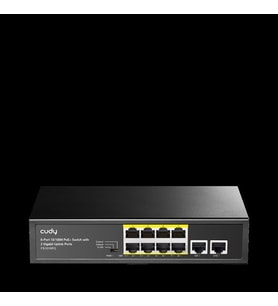 CUDY 8port 120w FULL PoE FS1010PG 10/100 2-UPLINK Yönetilemez Switch