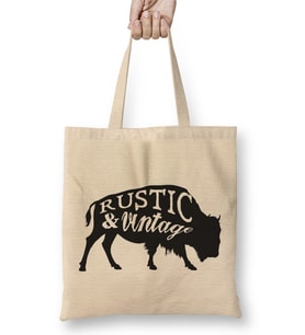 Retro Animal Buffalo Rustic And Vintage Black Bez Çanta Uzun Saplı