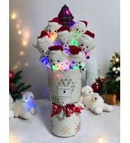 Ledli Noel Şapka ve Atkılı Yılbaşı Temalı Buket
