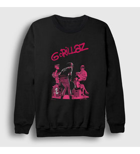 Presmono Unisex Siyah Stage Gorillaz Sweatshirt 55032tt