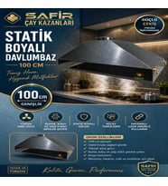 SAFİR GRİ STATİK BOYALI DAVLUMBAZ 100 CM EBATLI SAFİR DAVLUMBAZ 3 GÖZLÜ ÇAY KAZANI İÇİN DAVLUMBAZ
